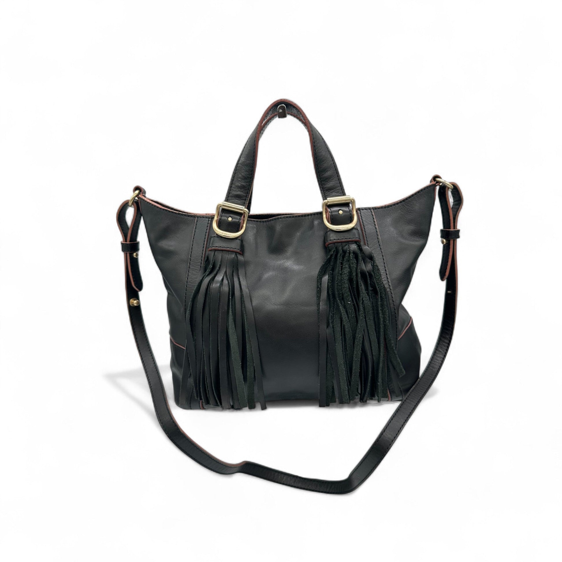 Vintage See by Chloé Black Leather Tassel Tote Bag - Thanks it's Vintage